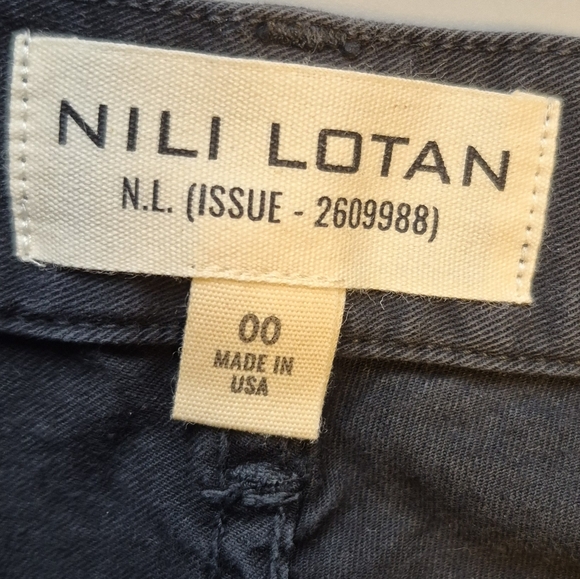 Nili Lotan Shon Horseshoe Pants Barrel Leg Twill Black EUC $390 Womens Sz 00 - Picture 11 of 13